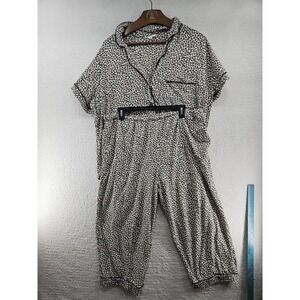 Sweet Treasures Leopard Pajama Set Short Sleeve Button Top Cropped Pants XL 2X